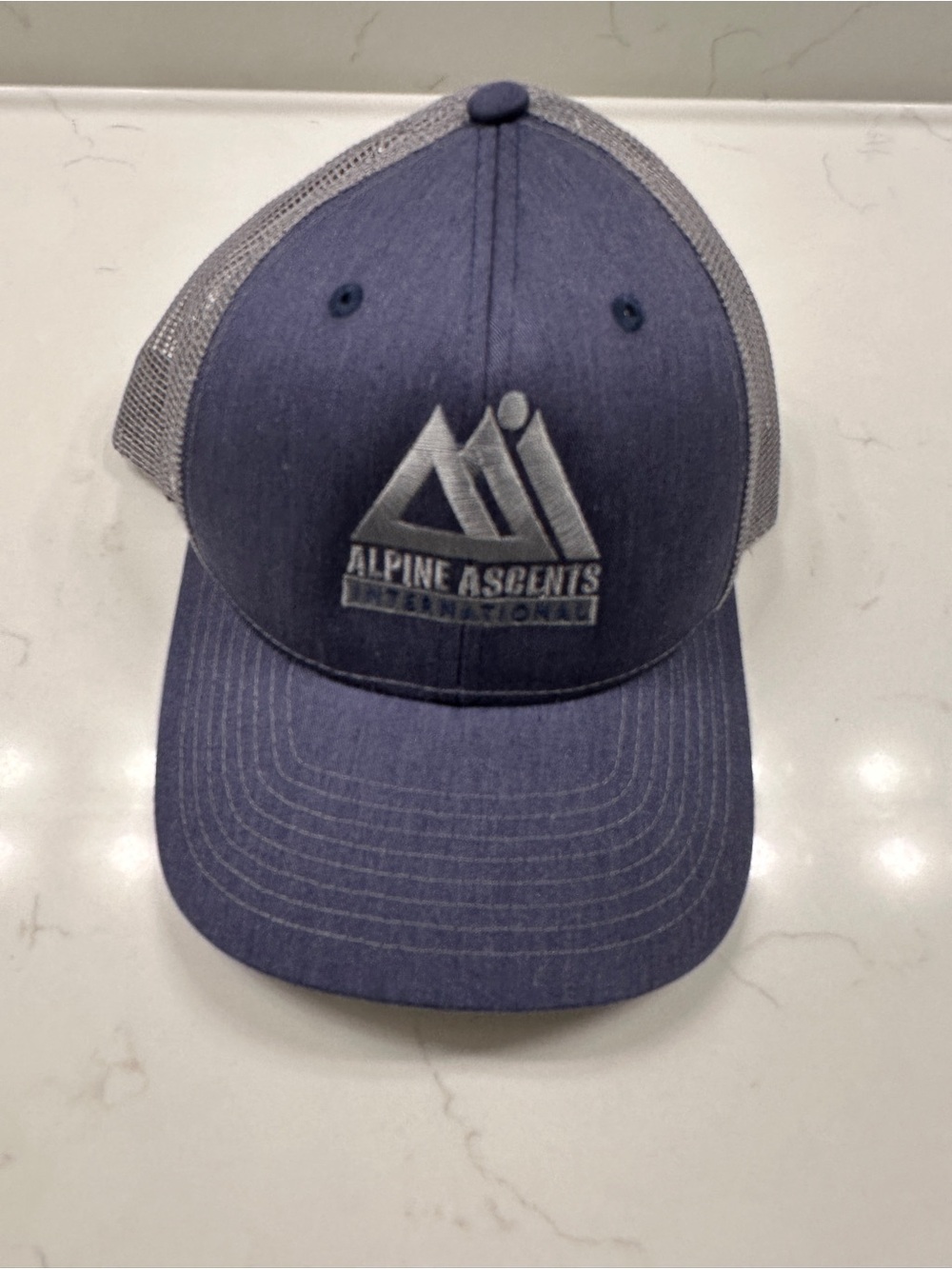 Ouray Alpine Ascents Embroidered Navy Trucker Hat - blue/gray